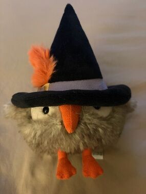 Jellycat Heccaty Hootnightly Owl with Black Witch Hat and Orange Accents